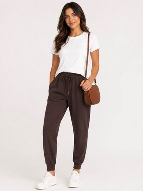 StretchTech Everyday Drawstring Joggers Chocolate Brown Size Large